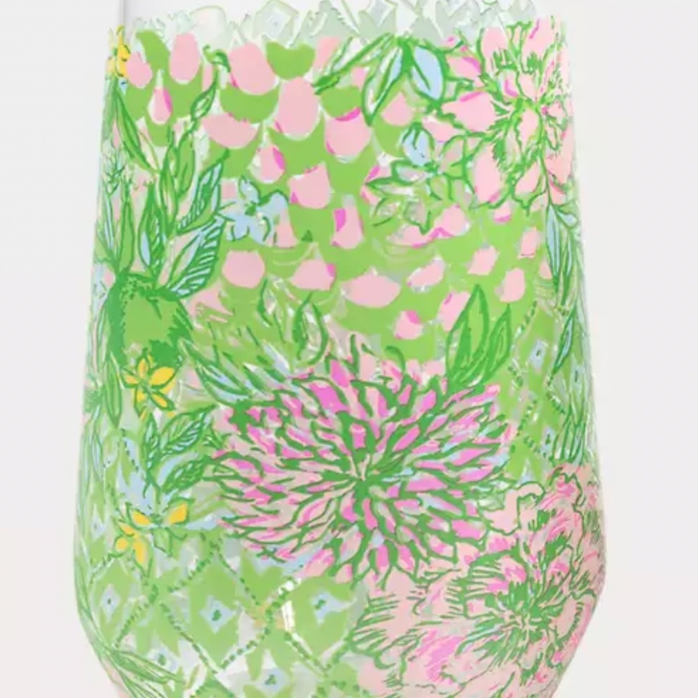 Lilly Pulitzer "Acrylic Wine Glass Set of Four in Lime Feeling Good” NWT - Picture 6 of 8